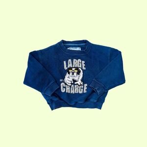 Vintage Big Dogs Kids Navy Embroidered Crew Neck Sweatshirt, Size 2/3